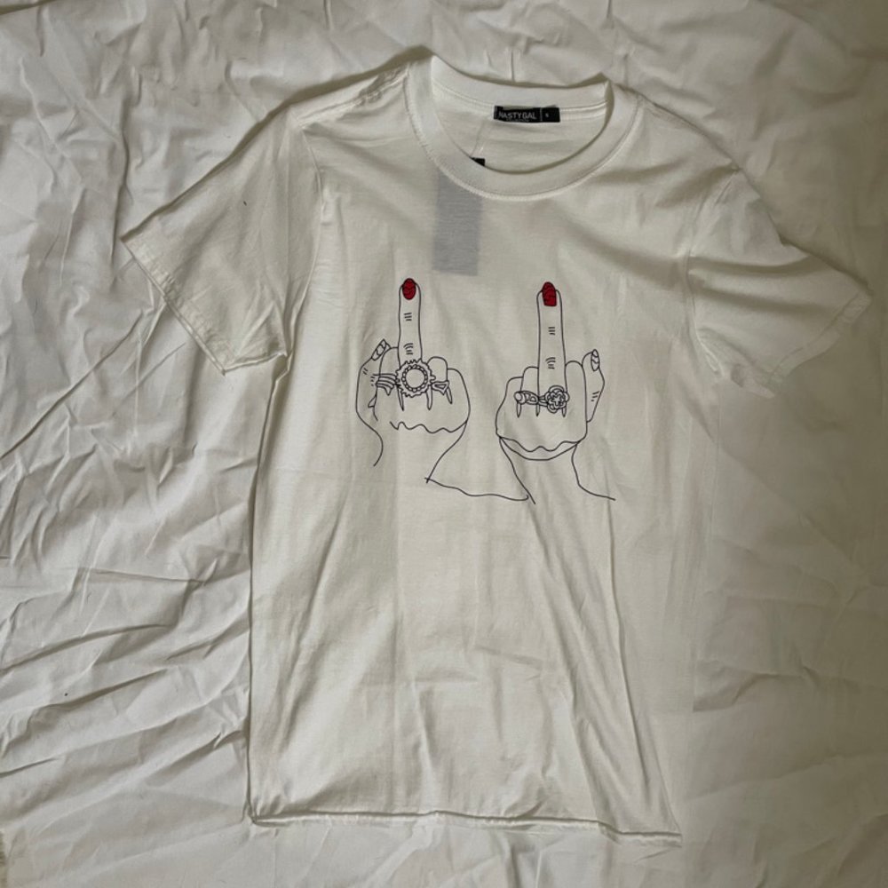 Middle Finger with Red Nails Graphic Tee